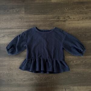 Maeve Anthropologie Peplum Top Navy Blue Size Small